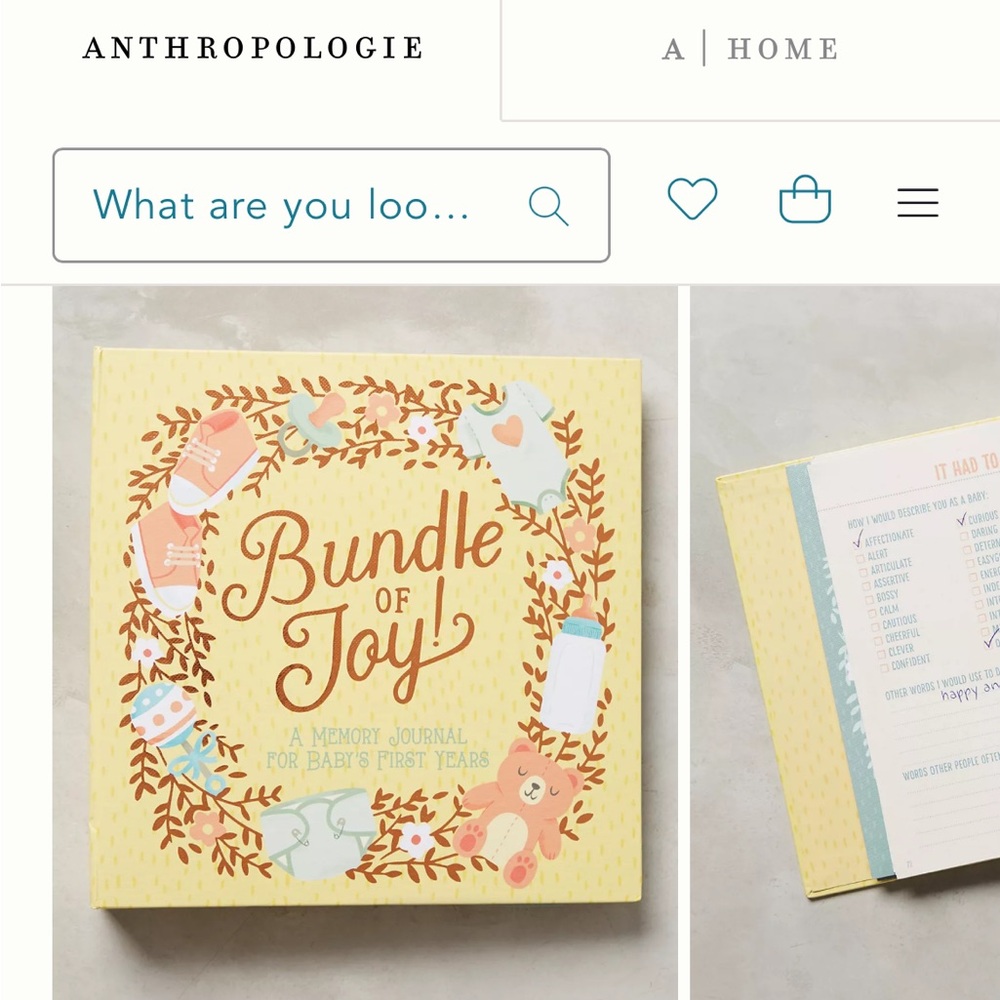 Anthropologie Studio Oh Bundle of Joy Memory Journal - Yellow and Gold
